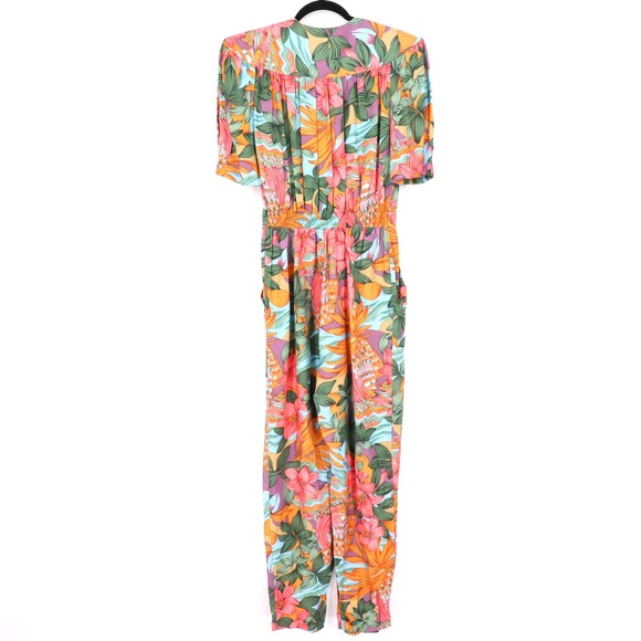 Carol Anderson Vintage 80s Tropical Floral Jumpsuit Womens Sz 9/10 Short Sleeve - Picture 6 of 7